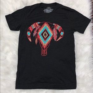 NWOT Crazy Train Charcoal Aztec Tee, Sz S